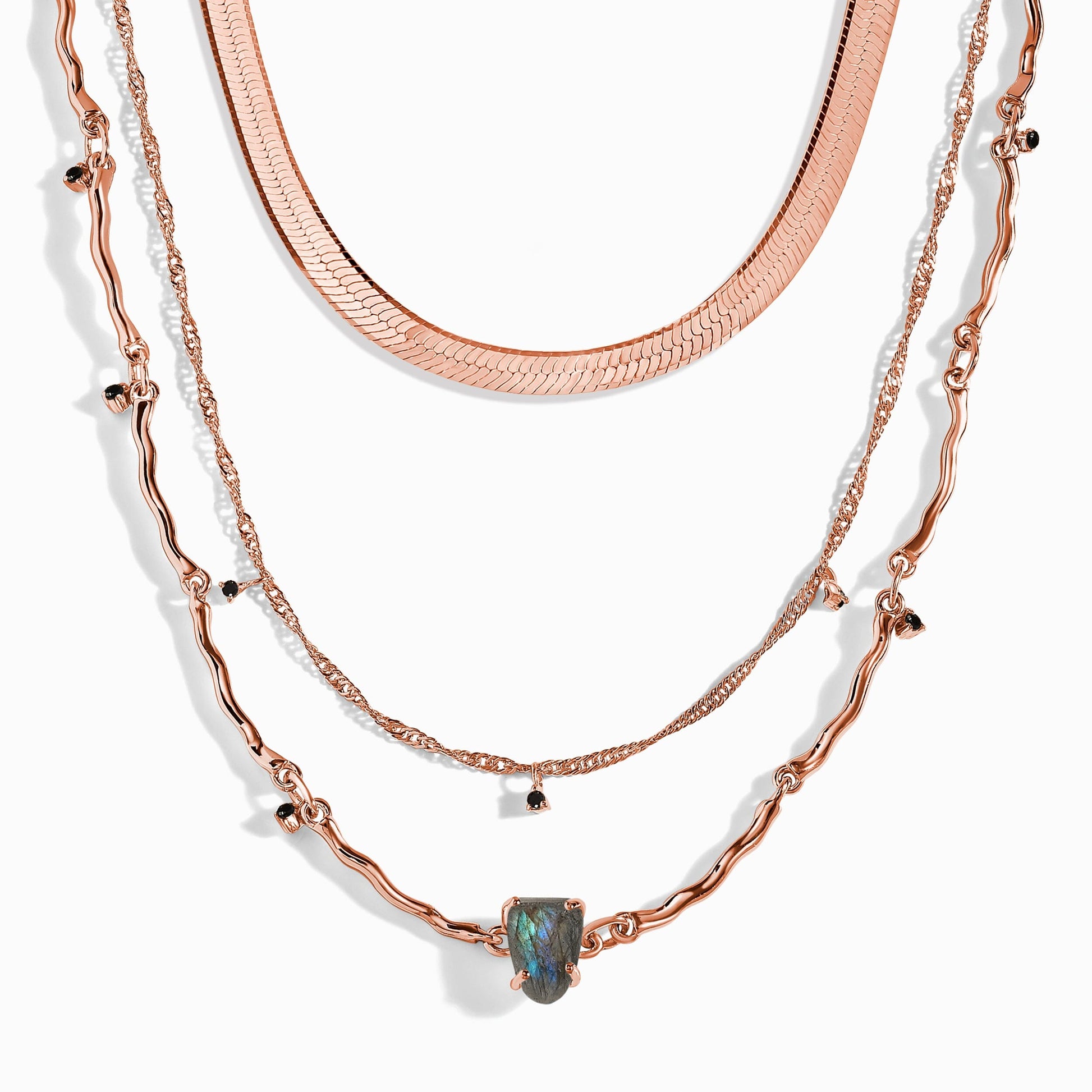 Labradorite Flowing Necklace & Herringbone Chain - PopUpBundleNecklacesLABRG