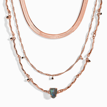 Labradorite Flowing Necklace & Herringbone Chain - PopUpBundleNecklacesLABRG
