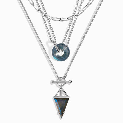 Labradorite Heroine T-Lock & Ora Necklaces & Widelink Chain - Pop_Up_Bundle_3_Necklaces_Donut_SIL