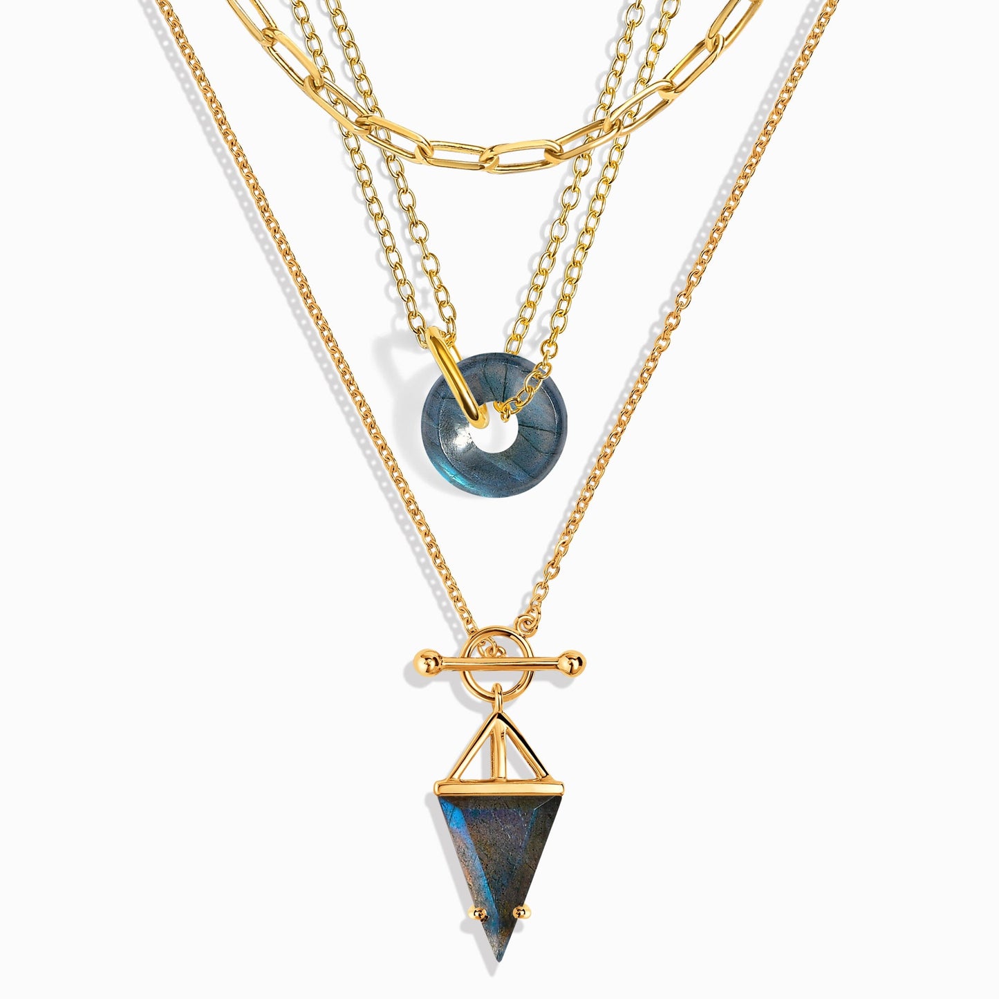 Labradorite Heroine T-Lock & Ora Necklaces & Widelink Chain - Pop_Up_Bundle_3_Necklaces_Donut_YG