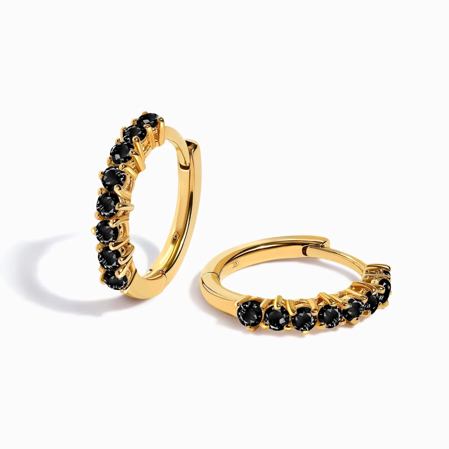 Black Onyx Earrings - Queen Bonny Hoops - gold