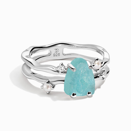 Amazonite Ring Flow - silver