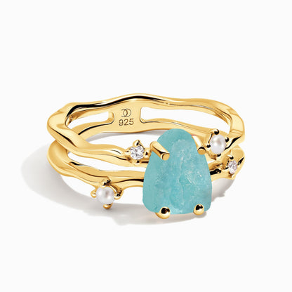 Amazonite Ring Flow - yellow gold