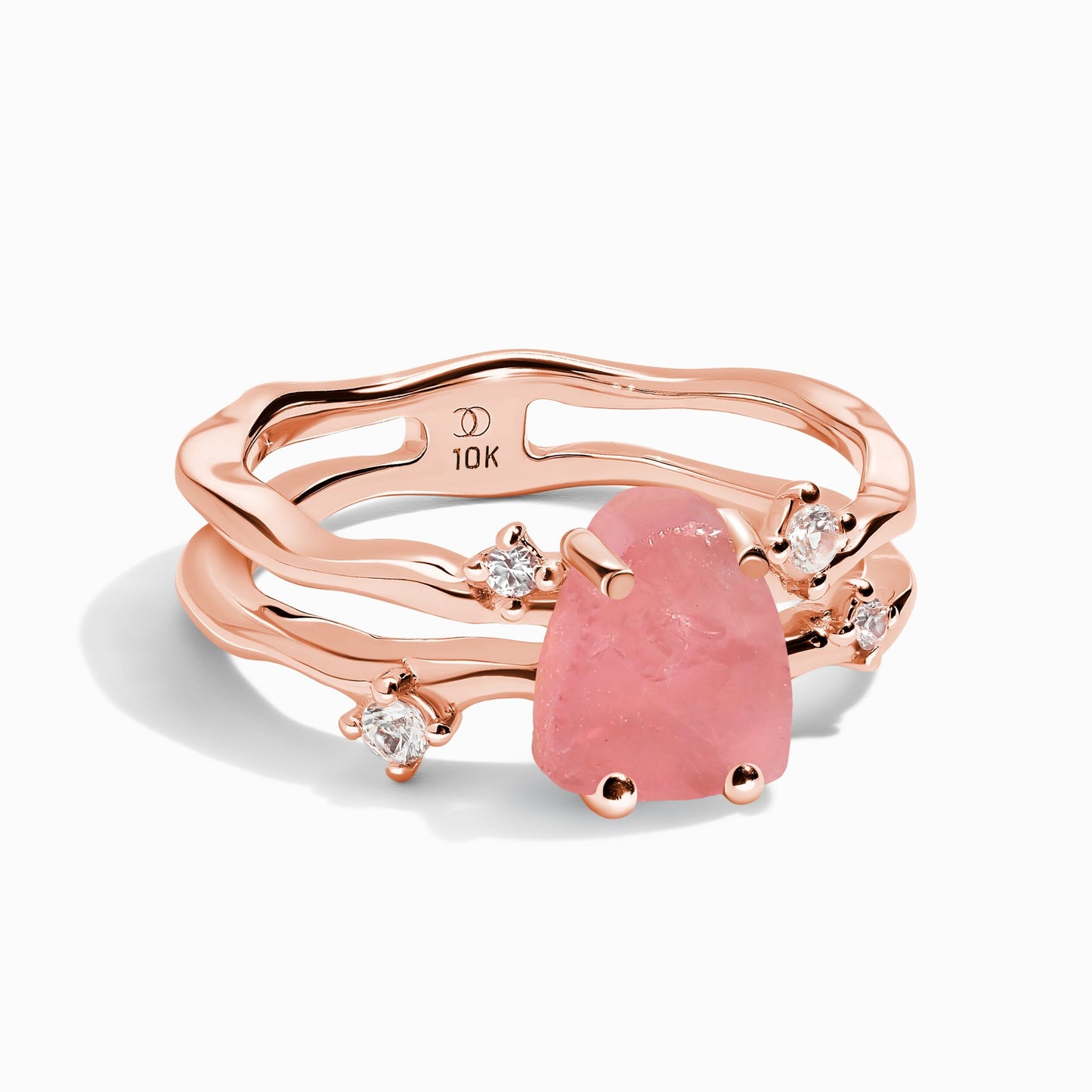 Rose Quartz Ring - Flow - Solid Gold - rose gold