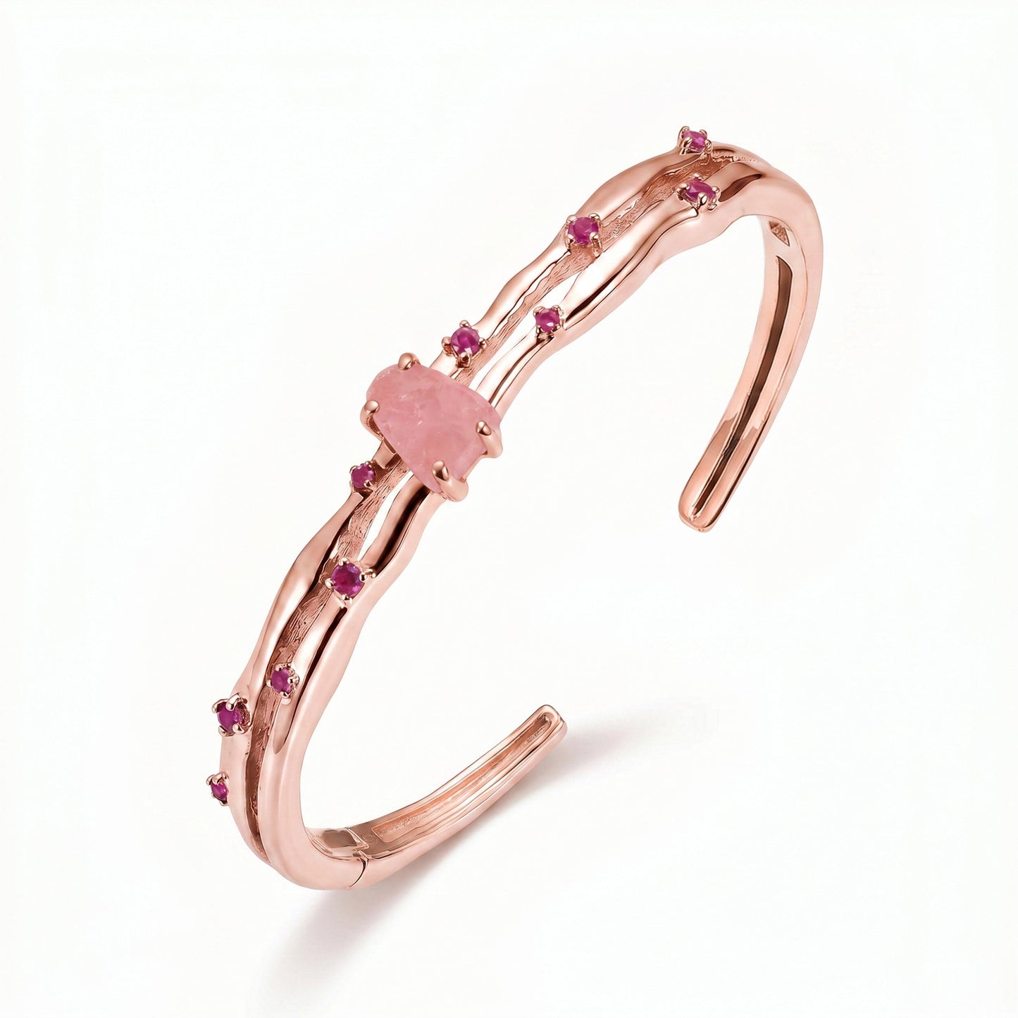 Rose Quartz Cuff - Flow - rose gold