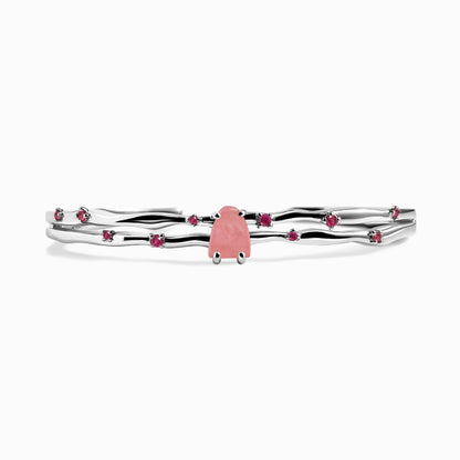 Rose Quartz Cuff - Flow - white rhodium profile