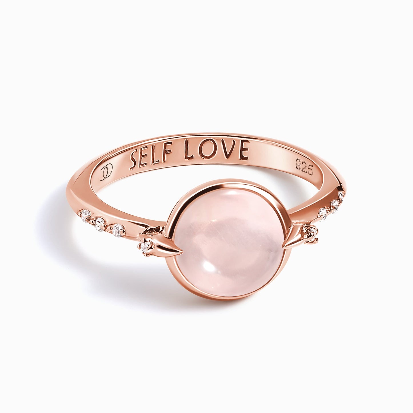 Rose Quartz Energy Ring - Self-Love Engraved, rose gold