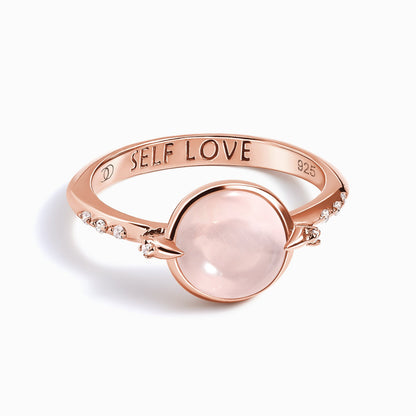 Rose Quartz Energy Ring - Self-Love Engraved, rose gold