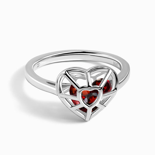Garnet Fidget Ring - Heart in Motion - silver