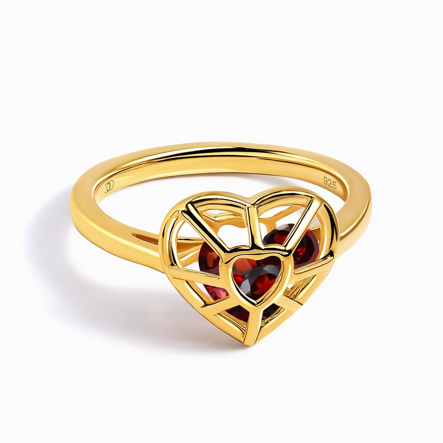 Garnet Fidget Ring - Heart in Motion - yellow gold