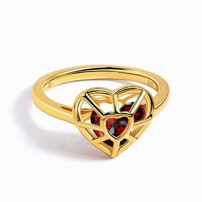 Garnet Fidget Ring - Heart in Motion - yellow gold