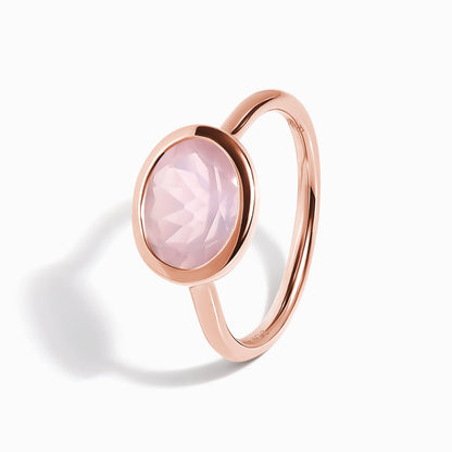 Rose Quartz Ring - Skin-Touch, rose gold angle