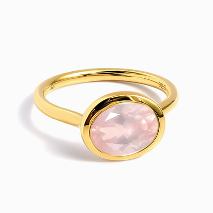 Rose Quartz Ring - Skin-Touch, yellow gold studio