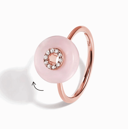 Rose Quartz Fidget Ring - Liora, rose gold spinning