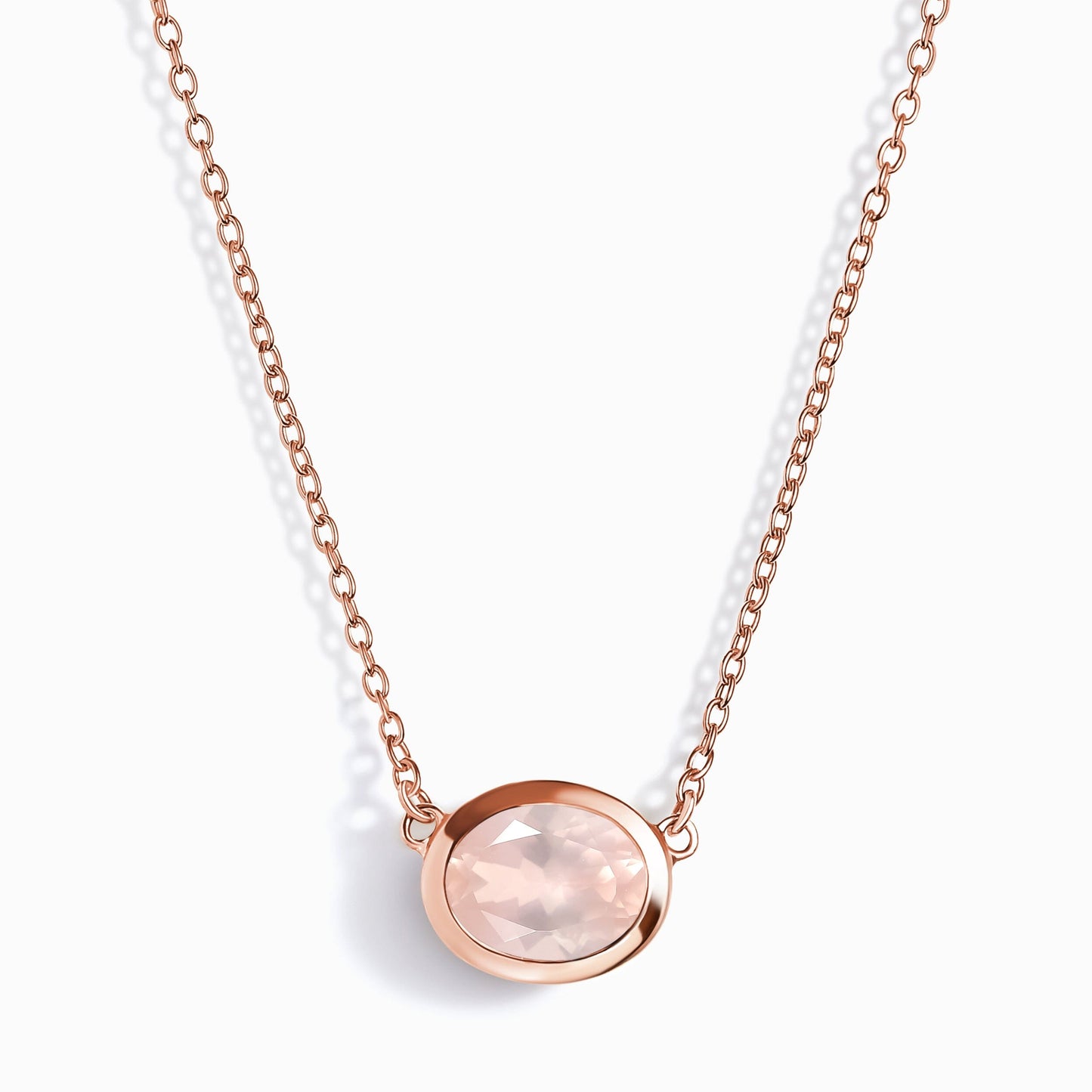 Rose Quartz Necklace - Skin-Touch, rose gold