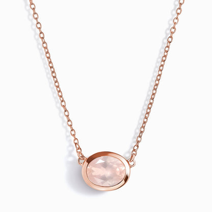 Rose Quartz Necklace - Skin-Touch, rose gold