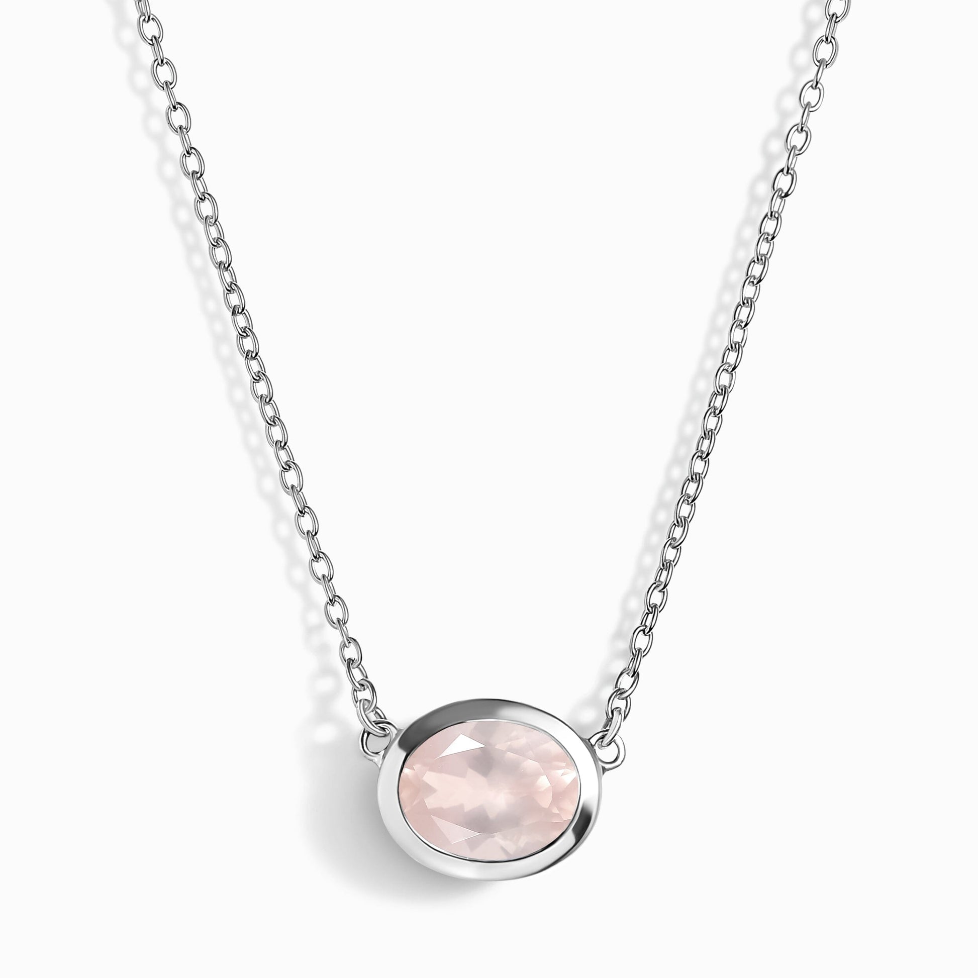Rose Quartz Necklace - Skin-Touch, silver