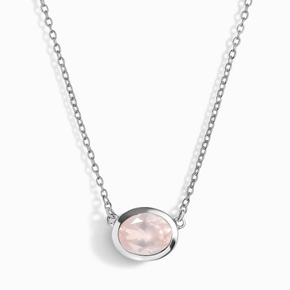 Rose Quartz Necklace - Skin-Touch, silver