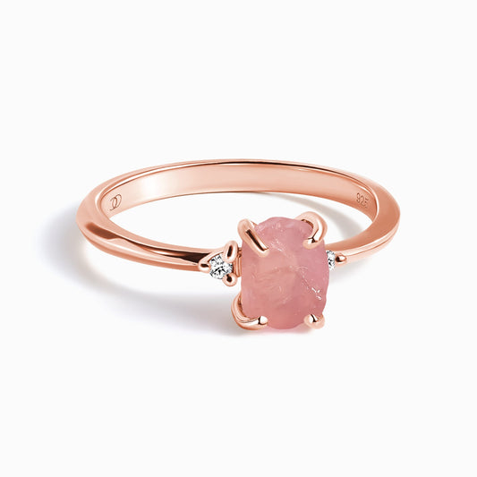 Fine Rose Quartz Lab Diamond Ring - Petite Allure - rose gold