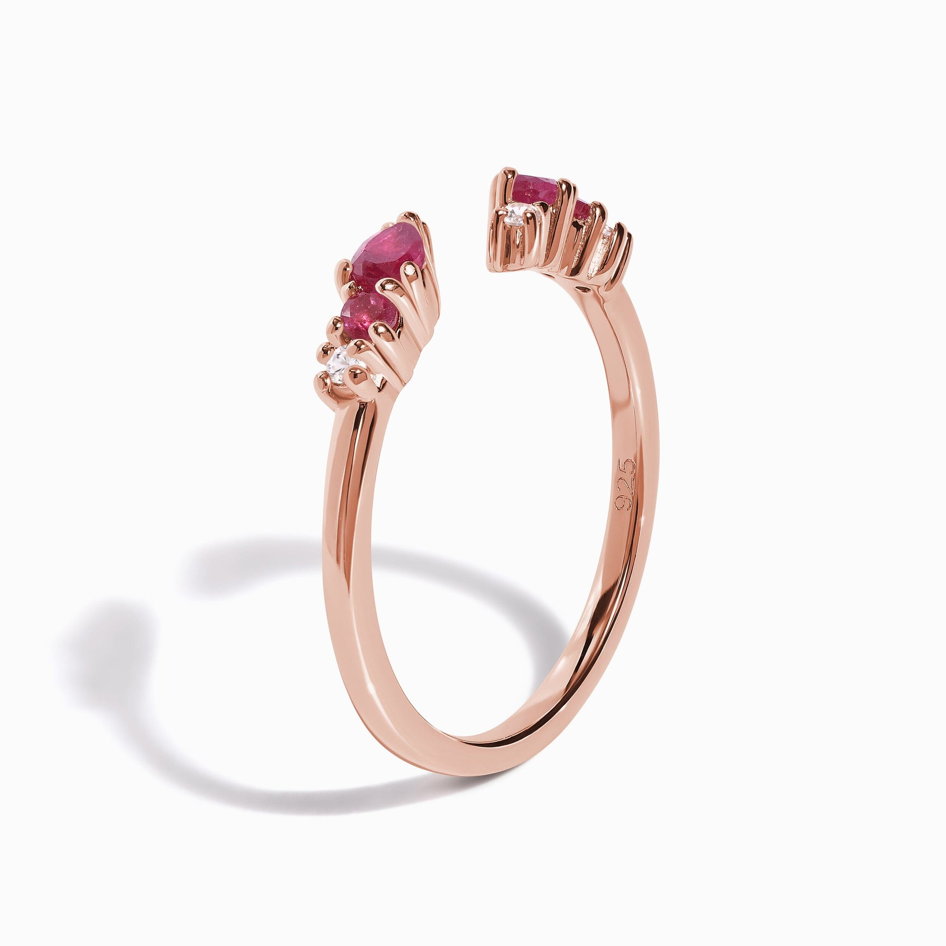 Adjustable Ruby Ring Flourish - rose gold close up