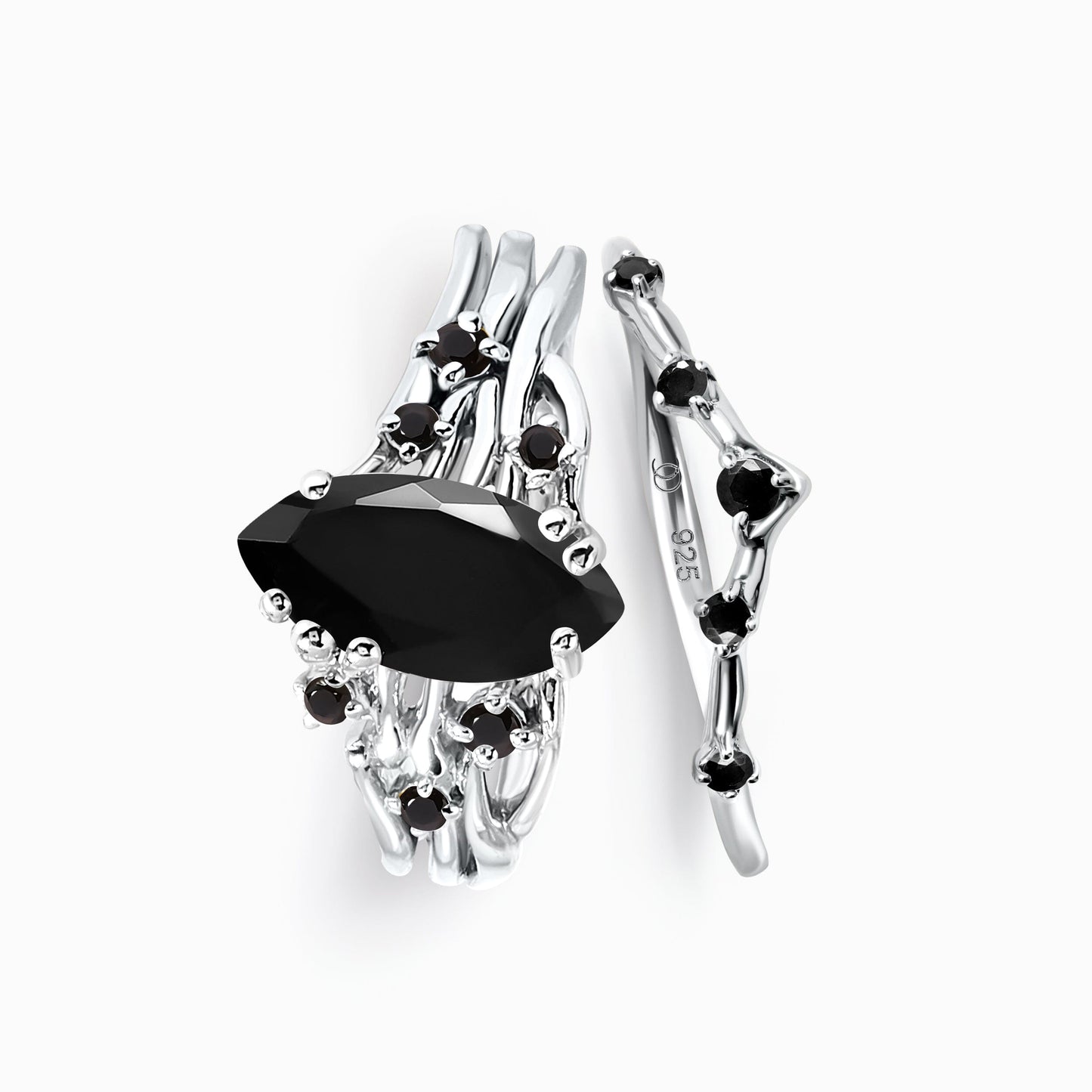 Radiance and Crown Rings - silver detail