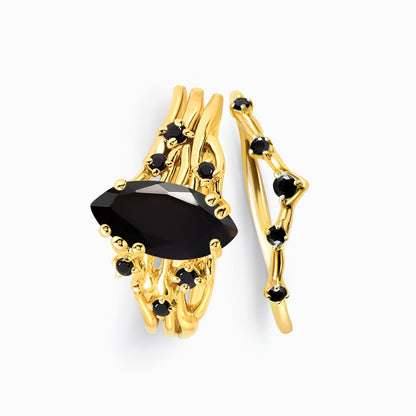 Radiance and Crown Rings - yellow gold detail