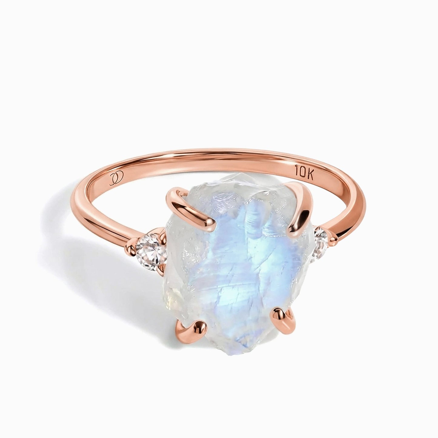 Moonstone Diamond Ring - Raw Allure - Rose Gold