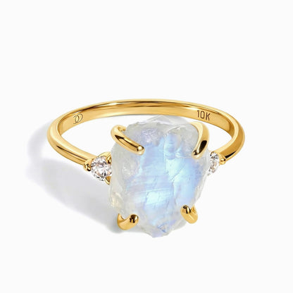 Raw Allure moonstone ring yellow gold