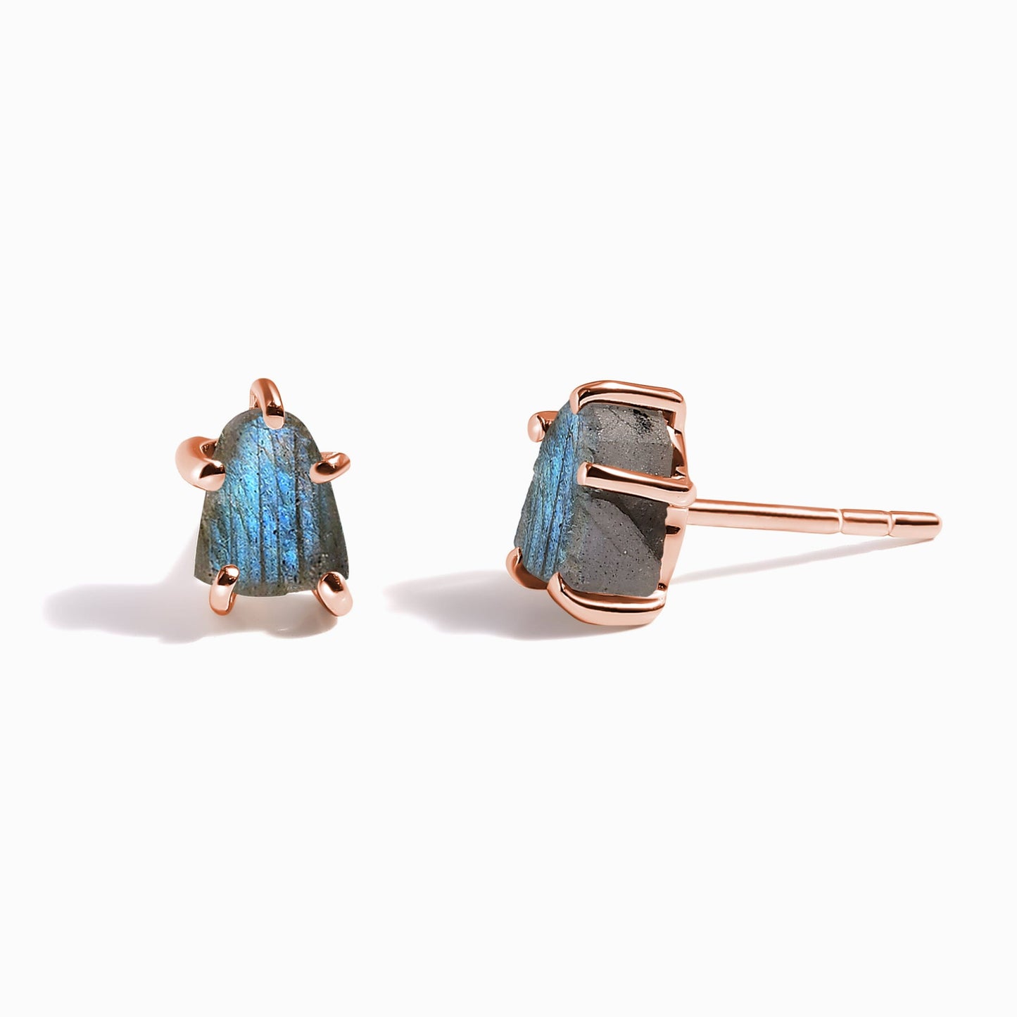 Raw Crystal Earrings - Celestial Labradorite - rose gold