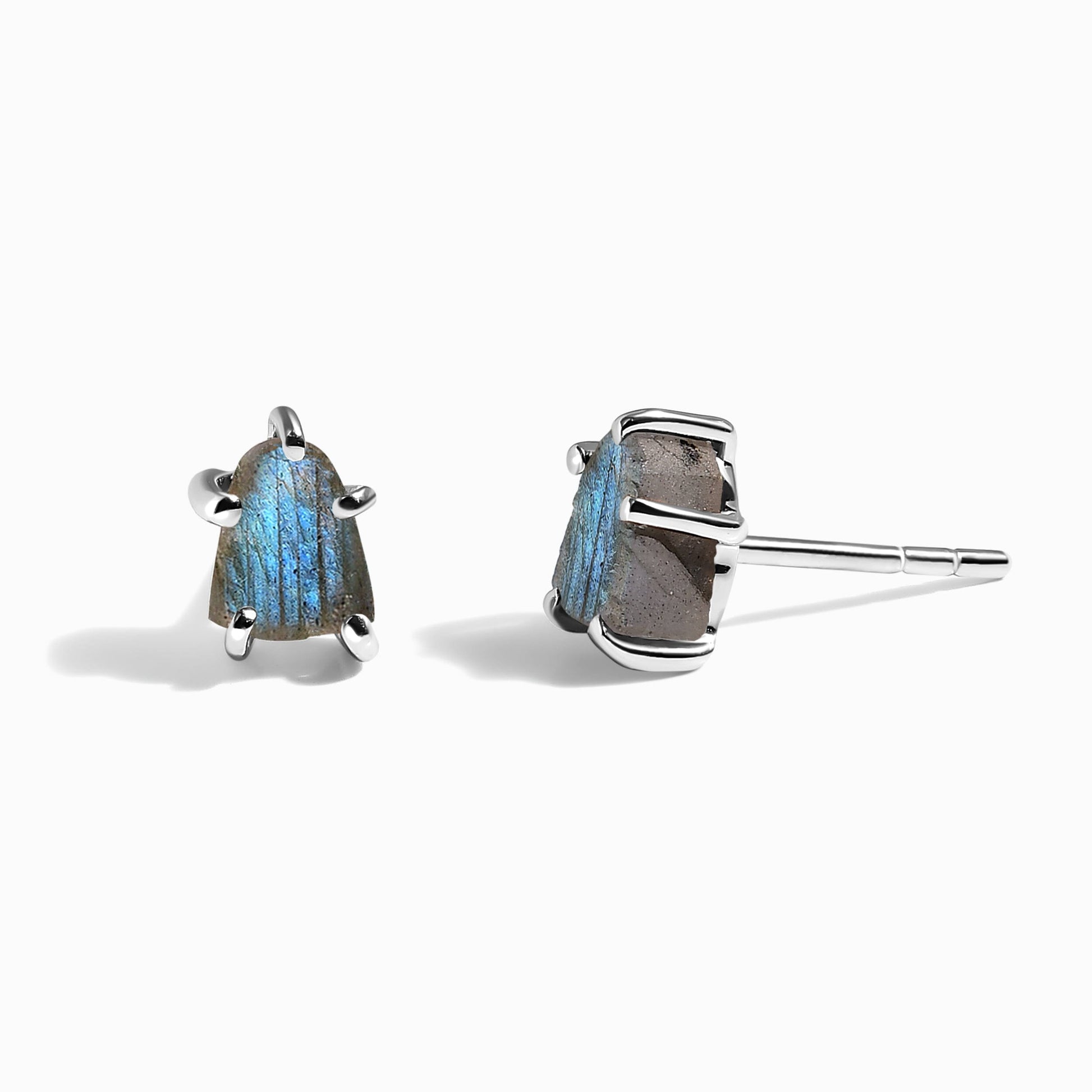 Raw Crystal Earrings - Celestial Labradorite - silver