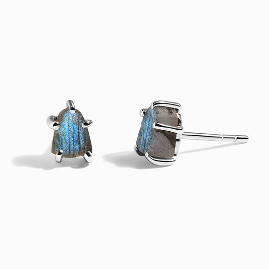 Raw Crystal Earrings - Celestial Labradorite - silver