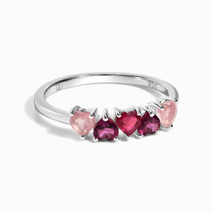 Rose Quartz Rhodolite Ring - Crush, silver