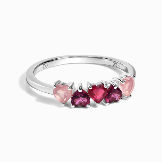 Rose Quartz Rhodolite Ring - Crush, silver