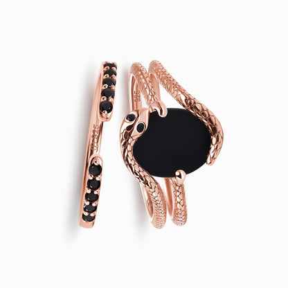 Black Onyx Serpent Rings rose gold side