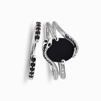 Black Onyx Serpent Rings silver side