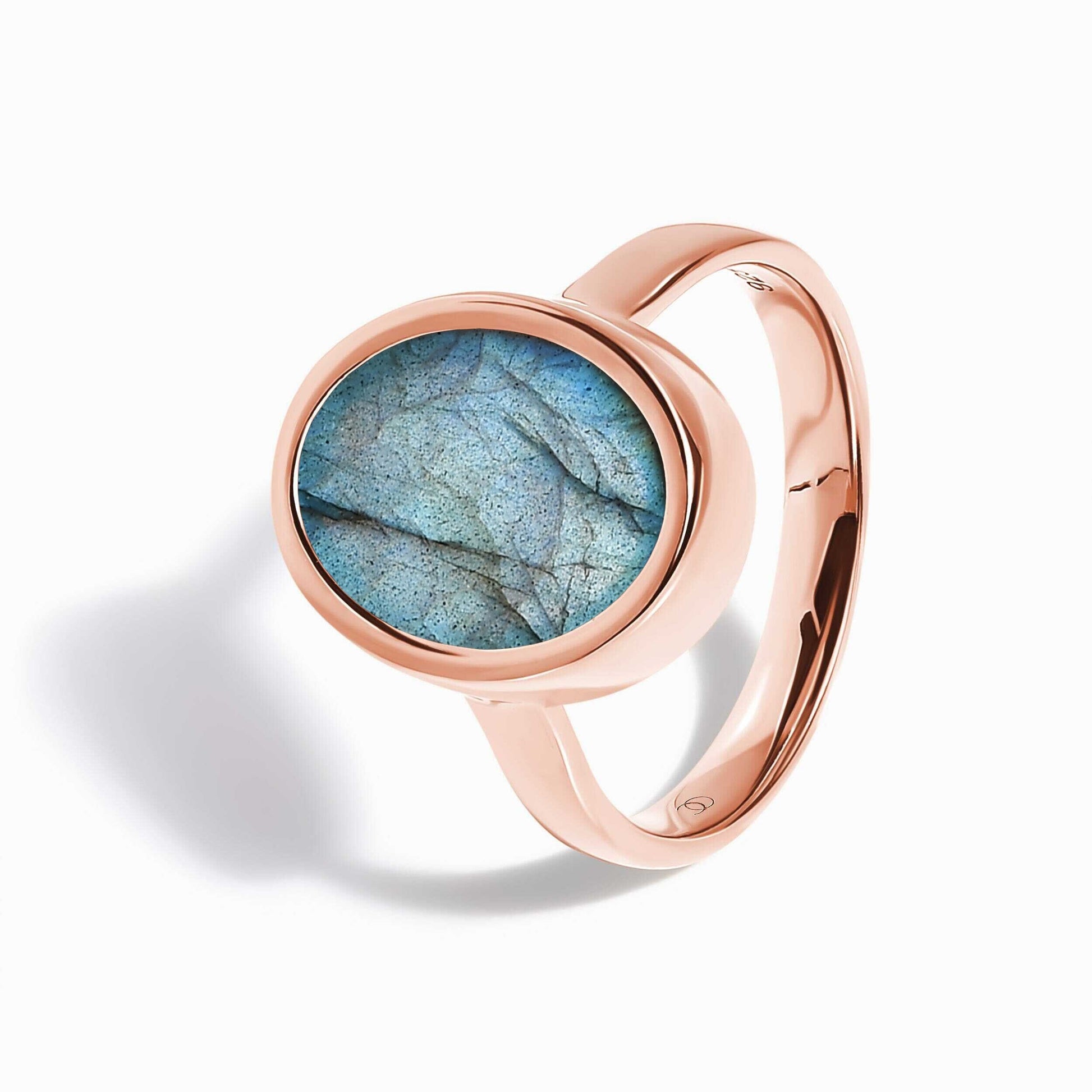 Labradorite Ring - Enfolded - rose gold angle
