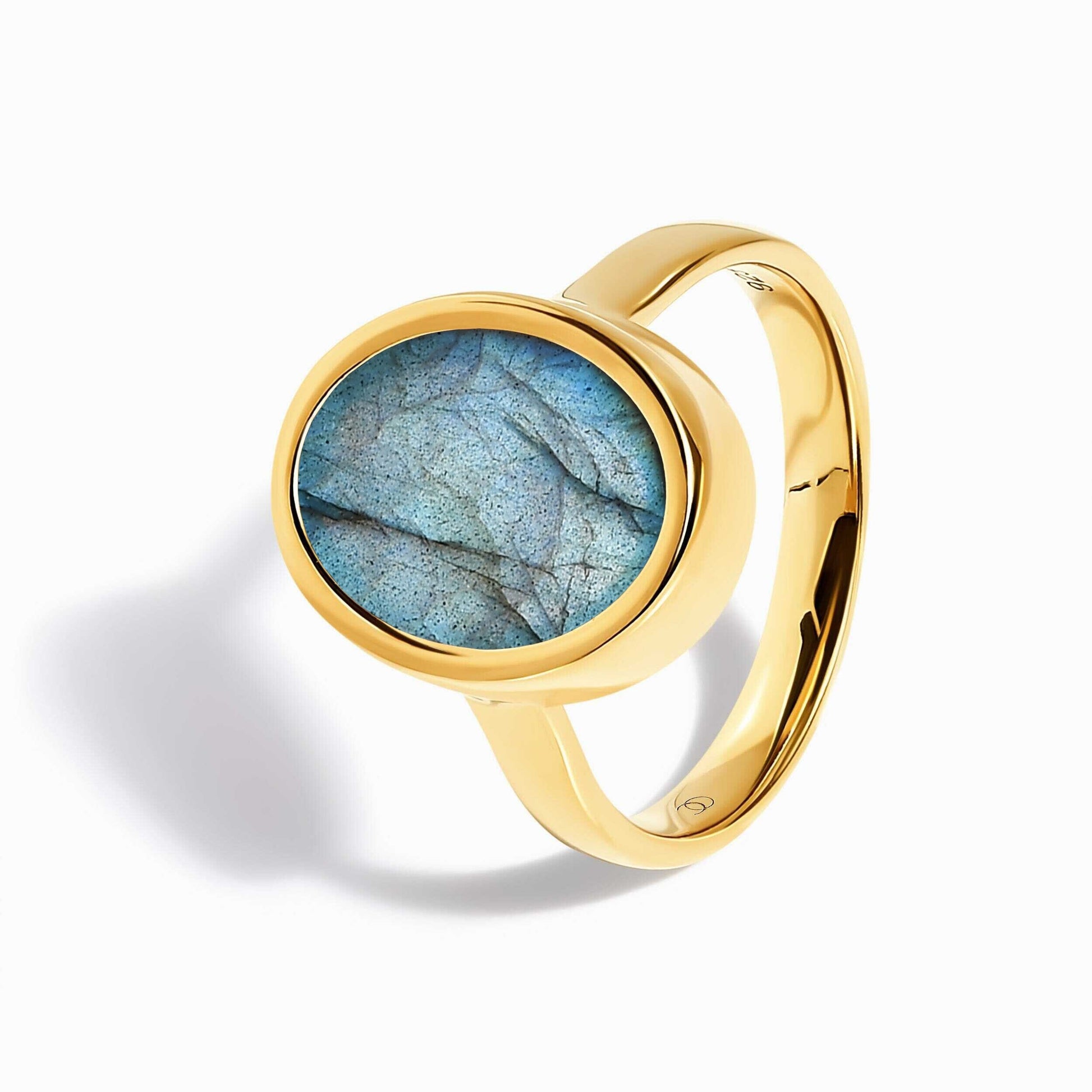 Labradorite Ring - Enfolded - gold angle