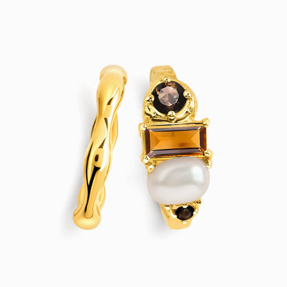 Citrine Pearl Treasure Magma Ring - yellow gold detail