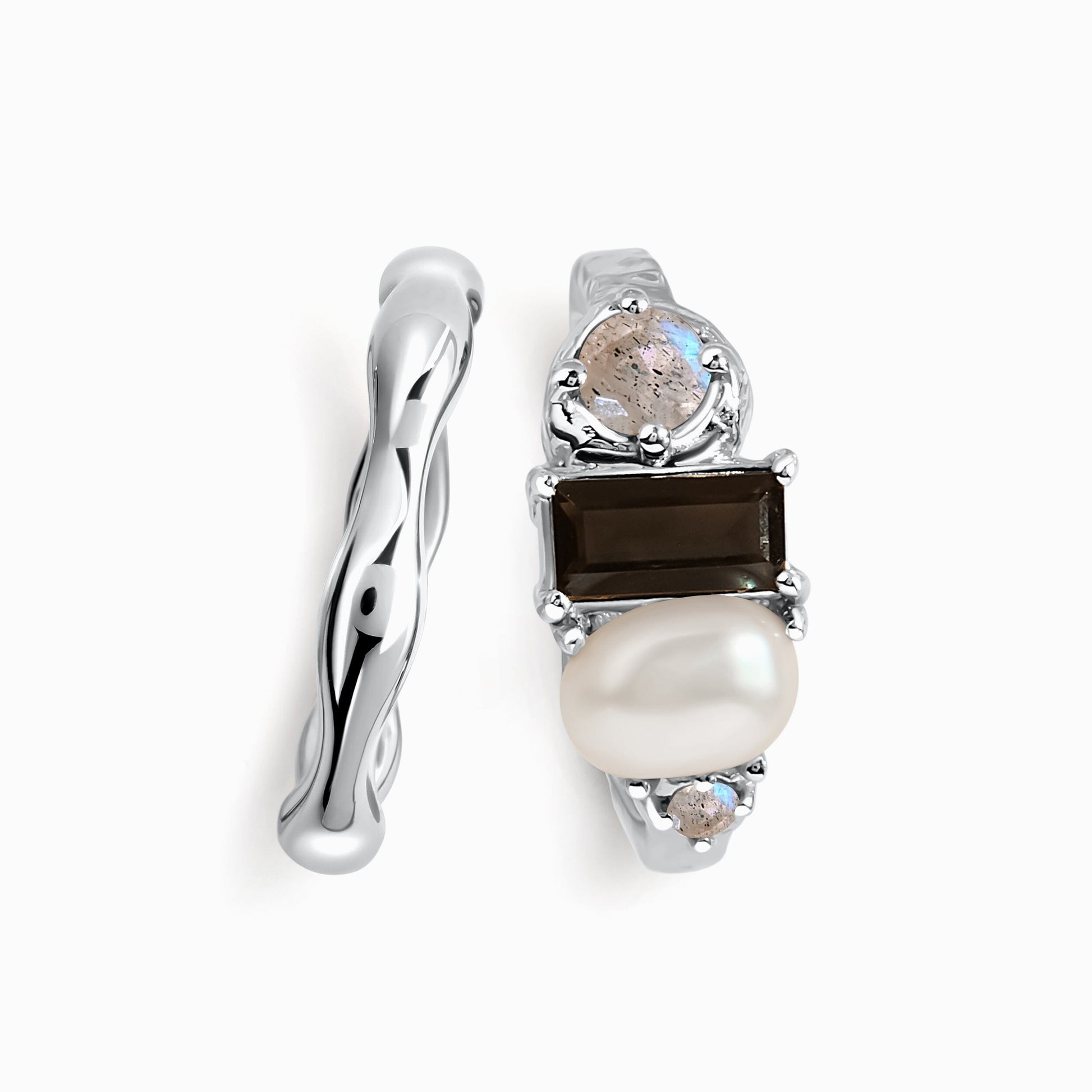 Black Obsidian Treasure & Magma Rings - silver product shot