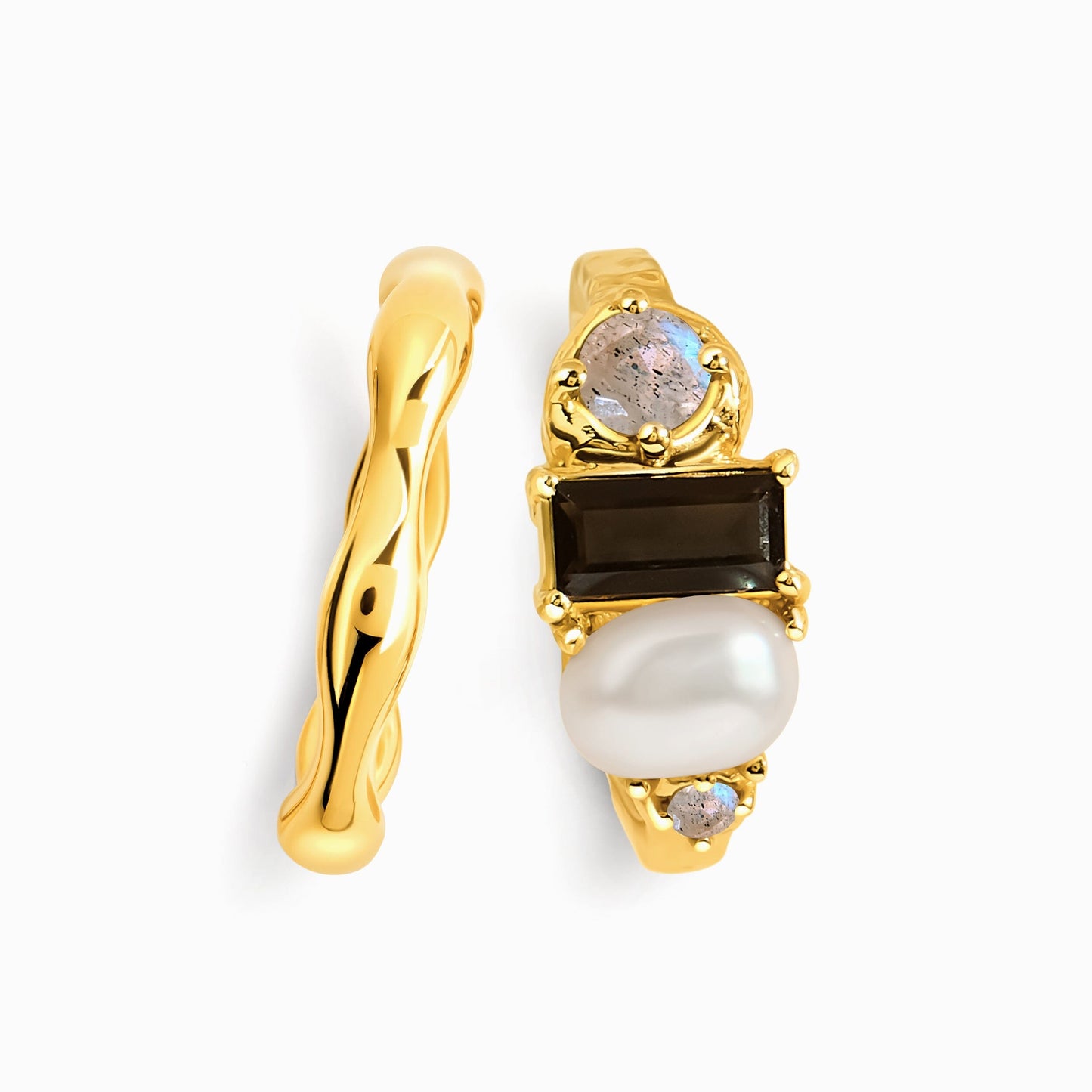 Black Obsidian Treasure & Magma Rings - gold product shot