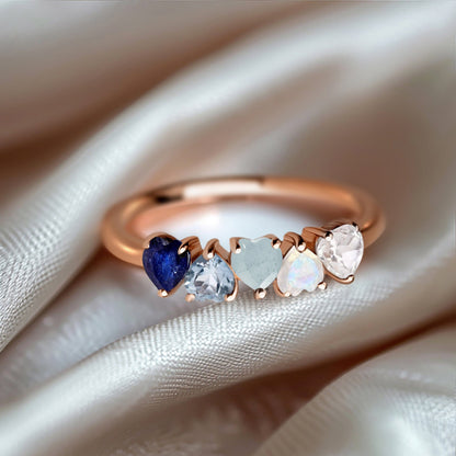 Blue Gradient Multigem Ring - Crush - rose gold close up