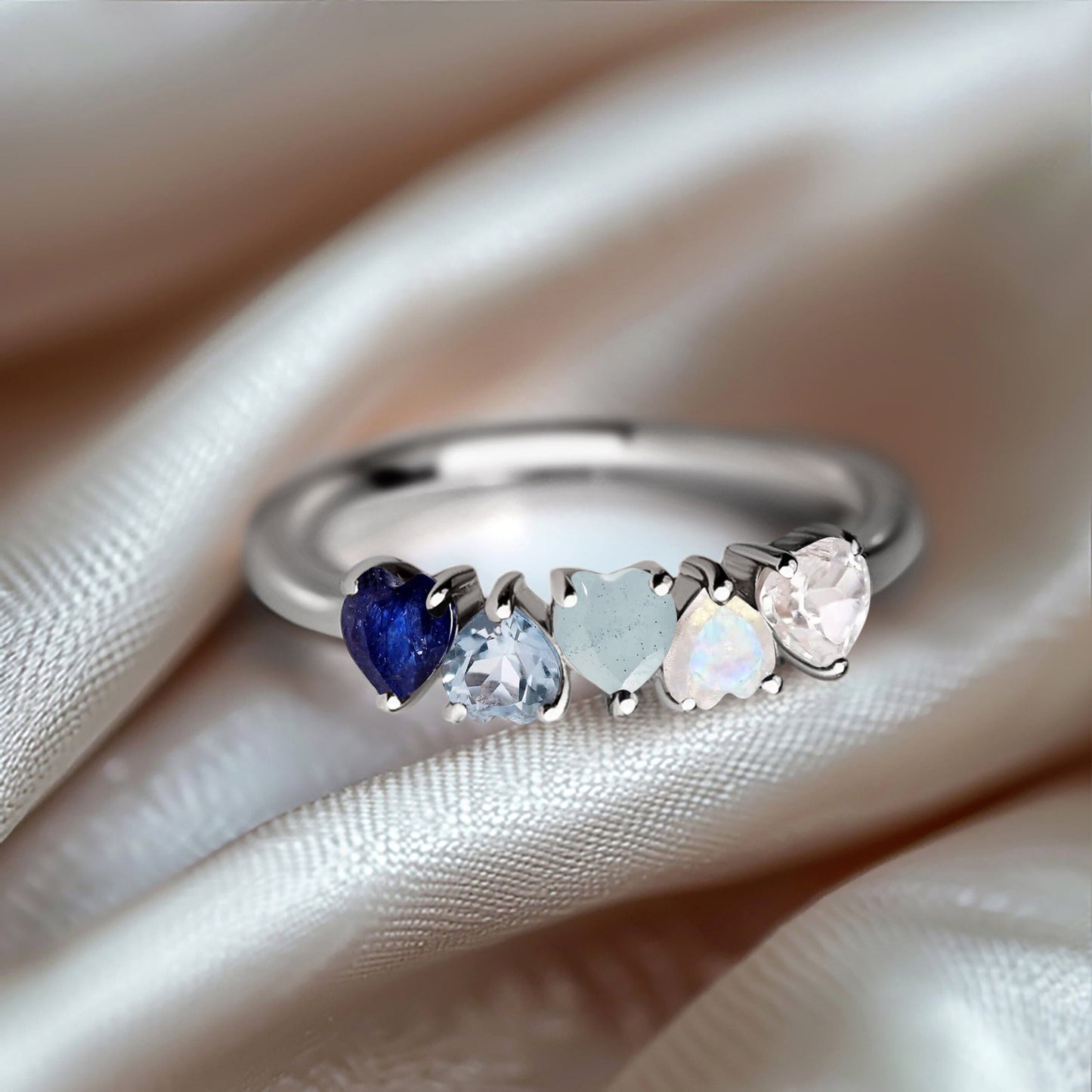 Blue Gradient Multigem Ring - Crush - silver close up