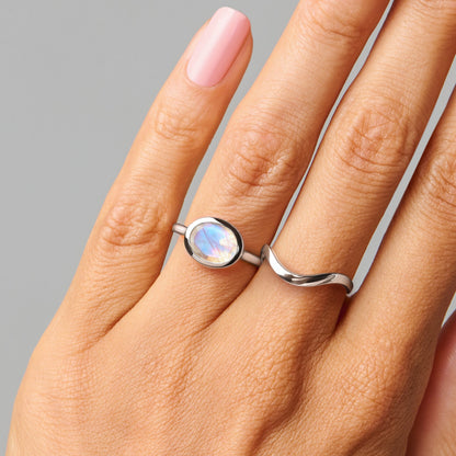 Moonstone Skin-Touch & Waves Rings - on hand SIL