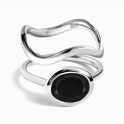 Skin-Touch Waves Rings - silver
