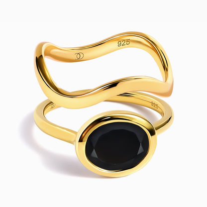 Skin-Touch Waves Rings - yellow gold