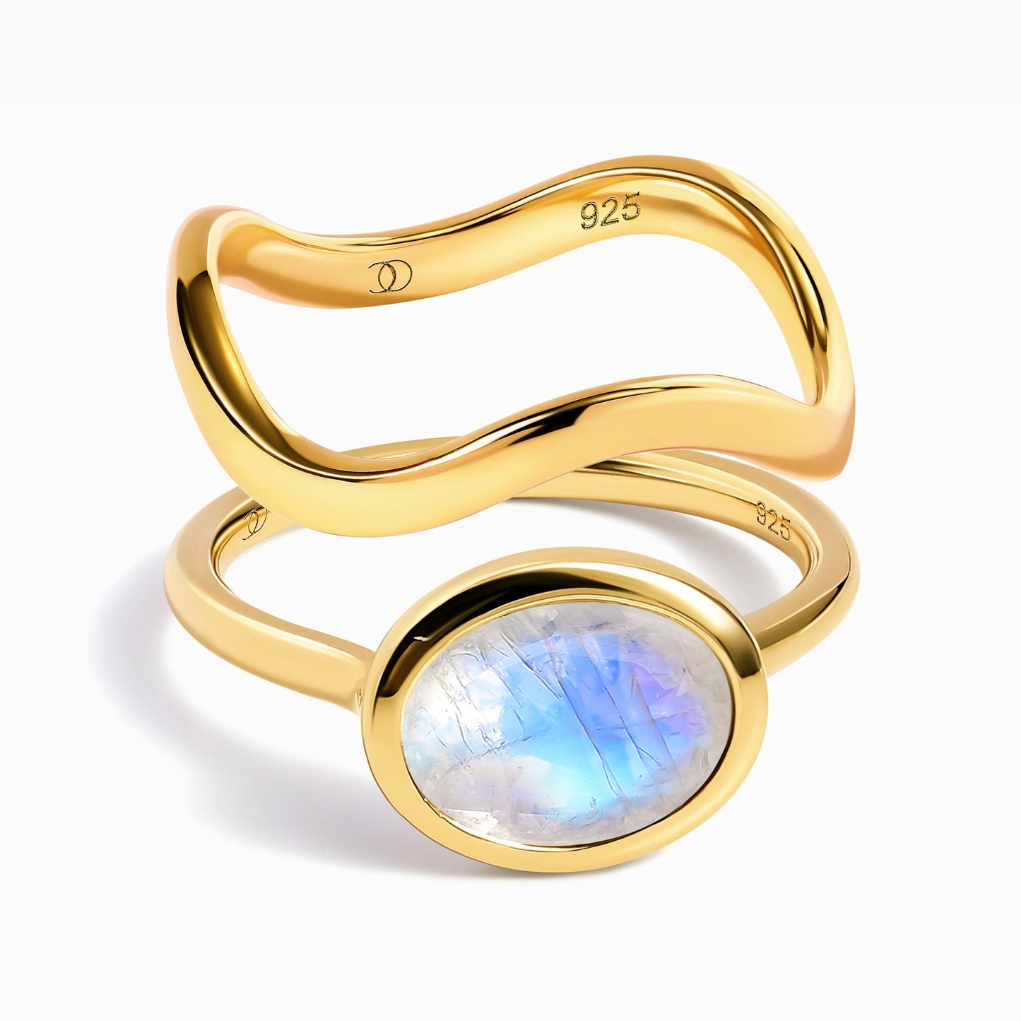 Moonstone Skin-Touch & Waves Rings - YG