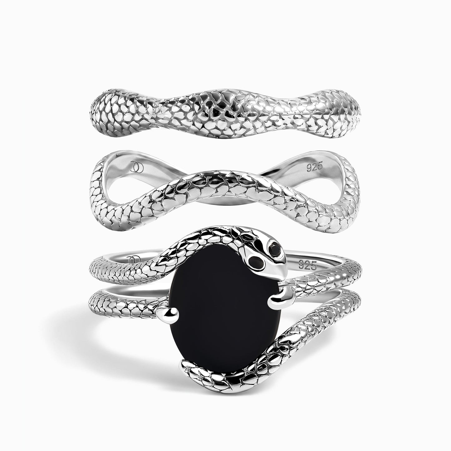 Nox Serpent Stack - Sterling Silver