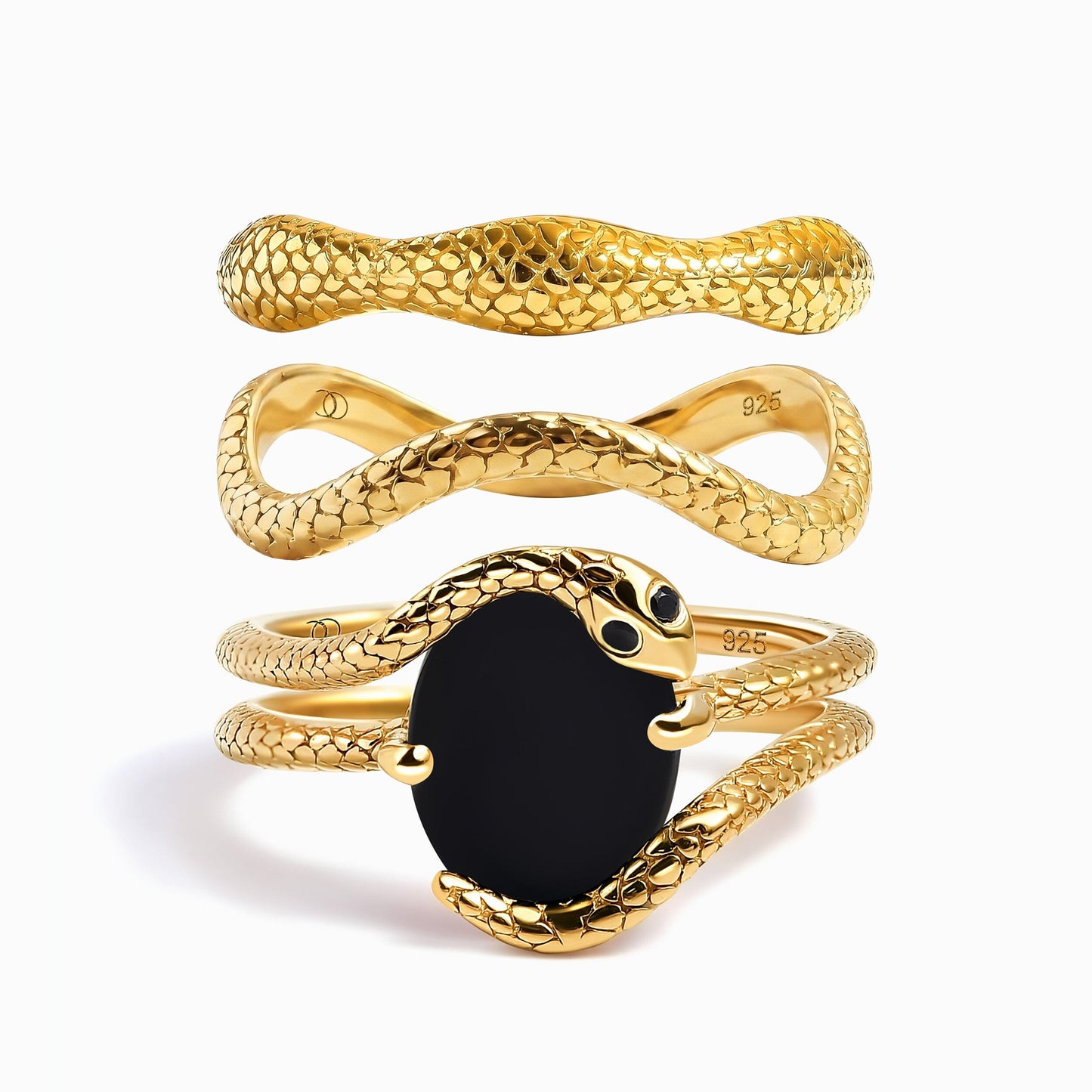 Nox Serpent Stack - Yellow Gold Vermeil