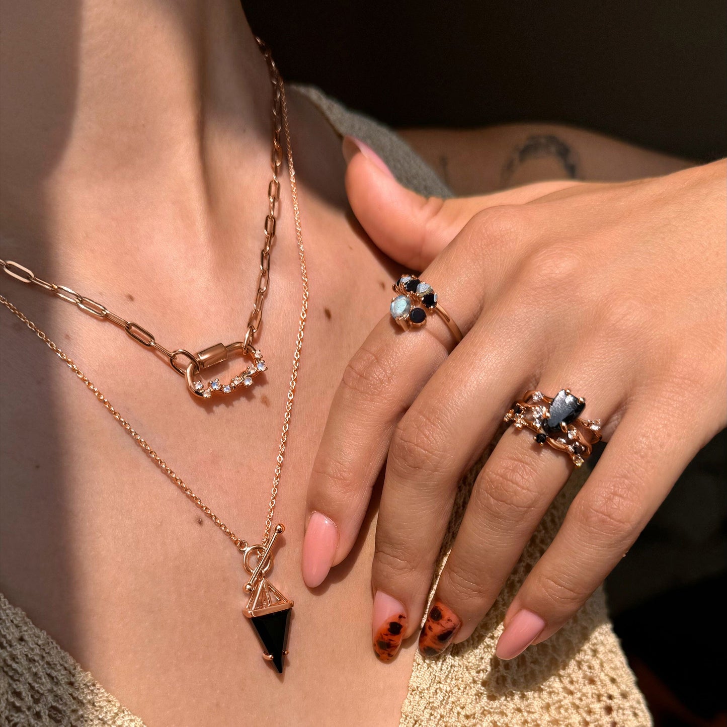 Stellar Power Set - Rose Gold Vermeil floating detail