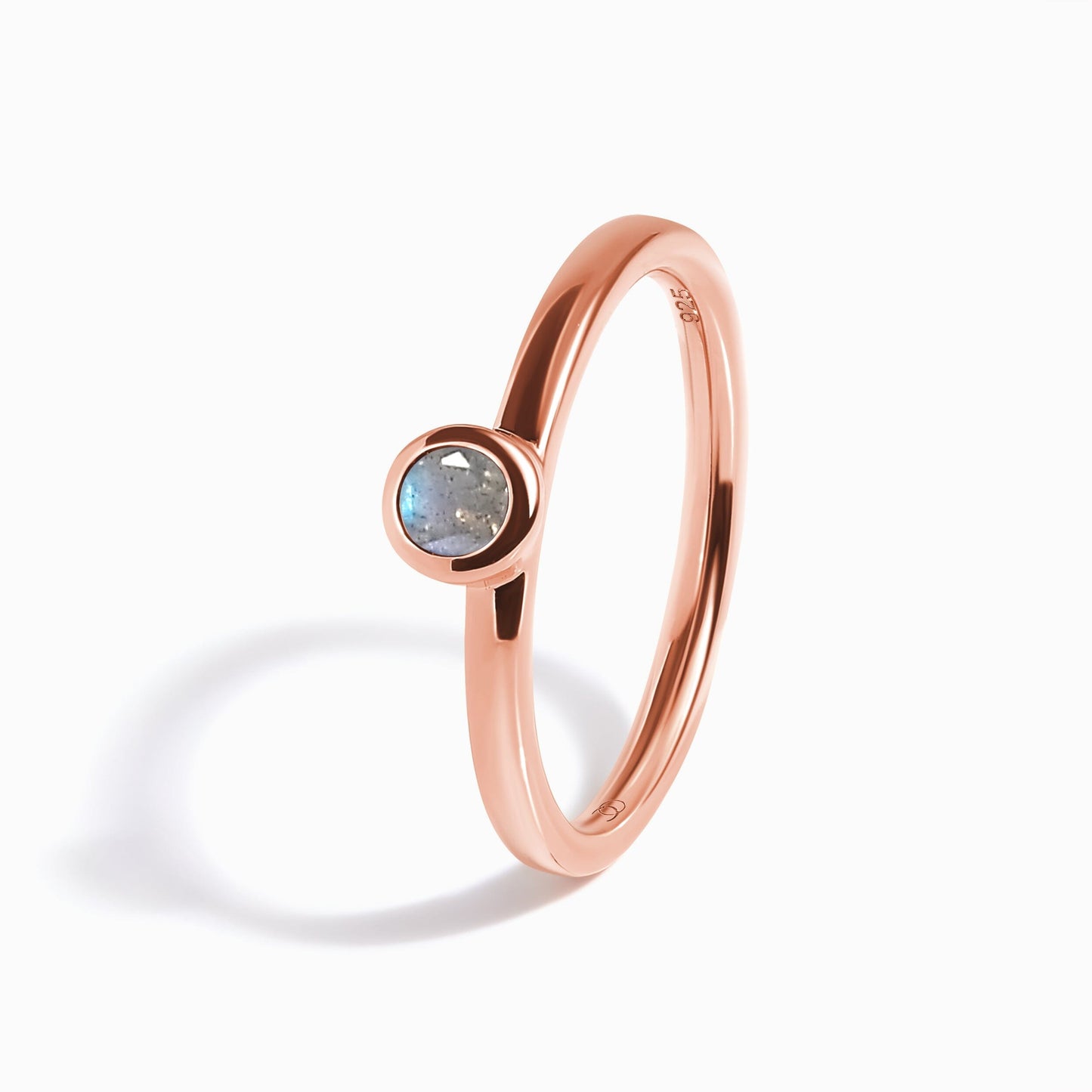 Labradorite Ring - Luna - rose gold detail